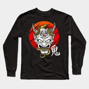 Japanese Devil Art Mask Demon Oni Harajuku T-Shirt Long Sleeve T-Shirt